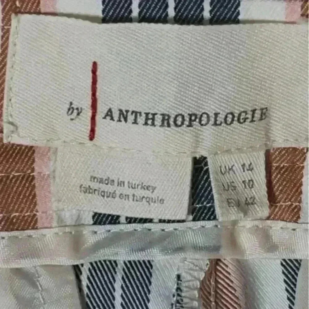 By-Anthropology Low Rise Blue/Burnt Orange Striped Flare Pants Women’s‎ Sz 10 - Picture 3 of 9
